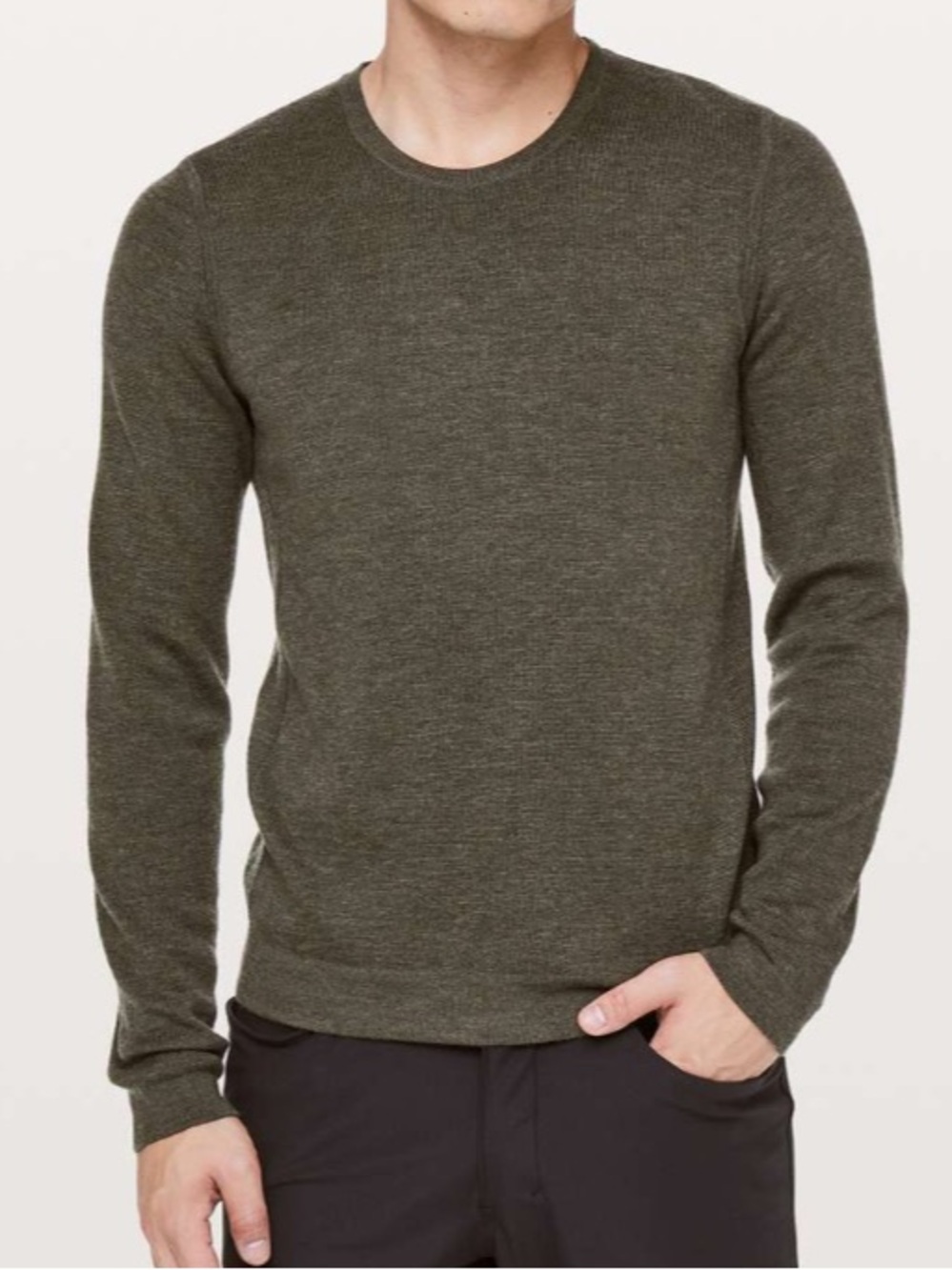 Lululemon Alpine Air Crew Merino Wool Heathered Dark Olive Size Small